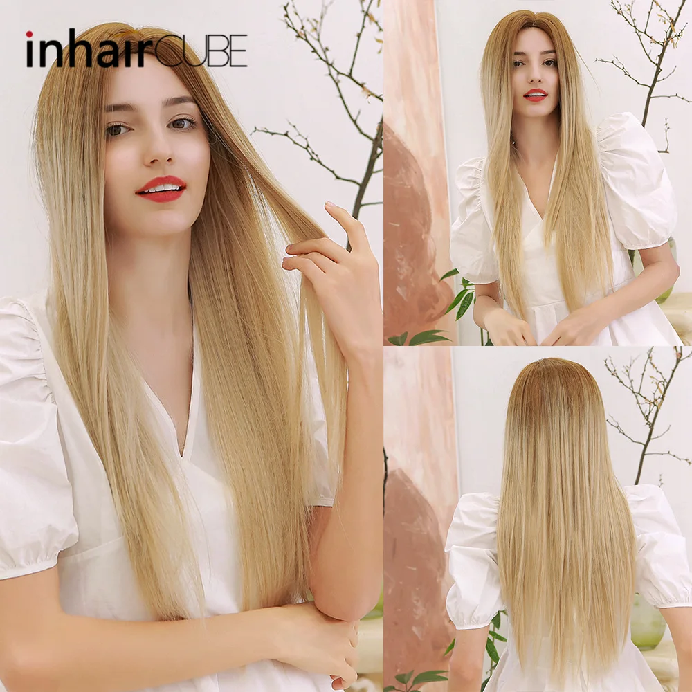 Inhaircube синтетические парики для женщин Омбре коричневые до светлые термостойкие