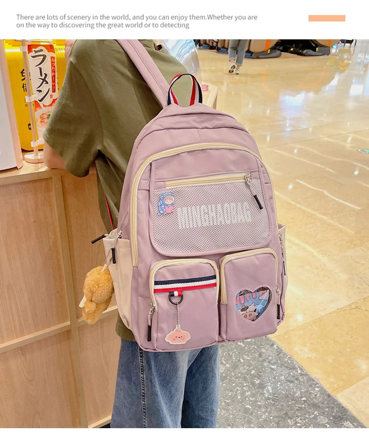

J3121 -New leisure multi-function backpack trend solid color large capacity Backpack
