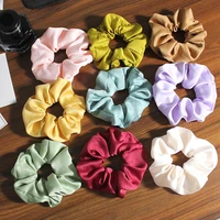 new patterns vintage solid color hair rubber bands brief designs cotton scrunches for women daily use matt satin fabric hair tie