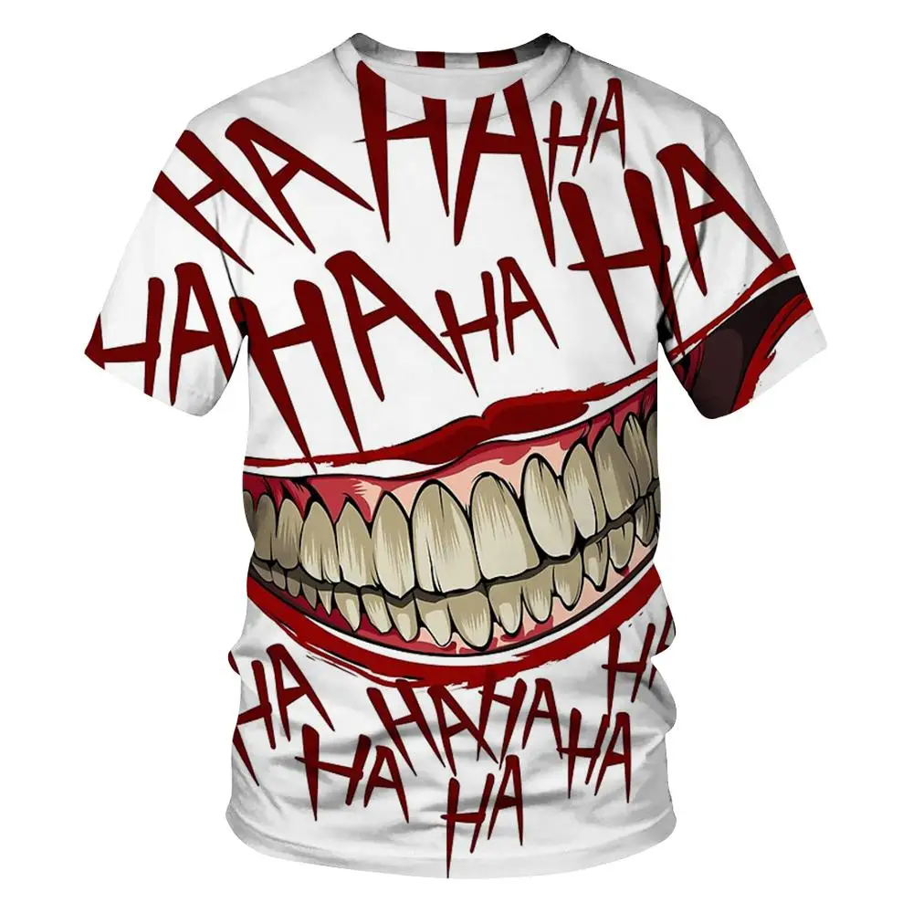 

2021 New Men's and Women's Children's T-Shirt Sketch Clown 3D Printed All-match Casual O-Neck Clown Short-Sleeved Top
