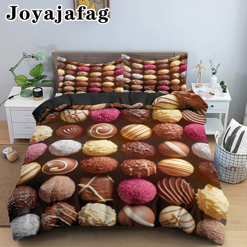 

Hot Sell Chocolate 3D Bedding Set Delicious Food Luxury Bedding Single Twin Full Queen King Size Duvet Cover With Pillowcase
