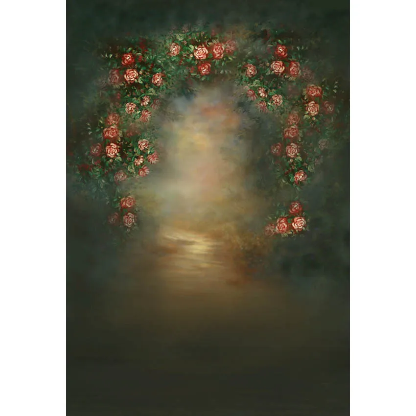 5x7 футов абстрактный акварельный красный цветок зеленая трава пользовательский