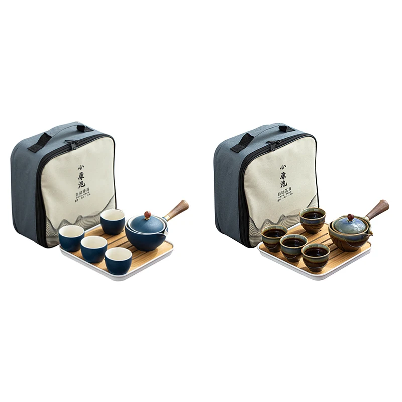 

Фарфоровый китайский чайный набор Gongfu, портативный чайный набор с вращением на 360 градусов, чайница и инфузор, портативный подарок «Все в од...