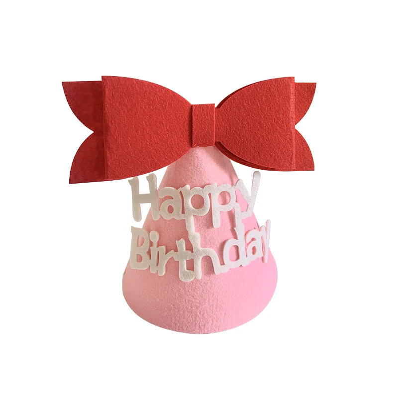 Детский Декор для вечерние в стиле Ins корейский розовый бант фетровая шляпа с