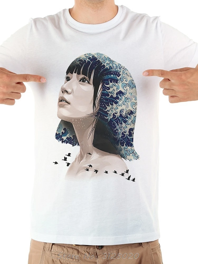 Забавная Мужская футболка Kanagawa слезы от волны Новинка белая Повседневная