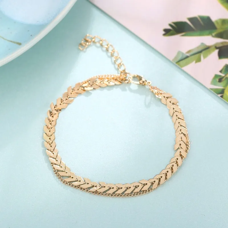 new summer gold silver color chain ankle bracelet girl simple anklets for women fashion beach foot jewelry 2020 | Украшения и