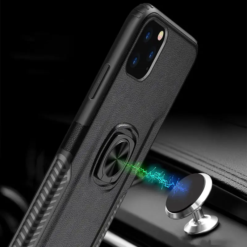 Чехол для IPhone 7 8 Plus с металлическим кольцом из кремнезема защитой от падения X Xr Xs