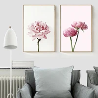 nordic pink peony flower poster canvas painting hd print wall living room room home decoration poster frameless style