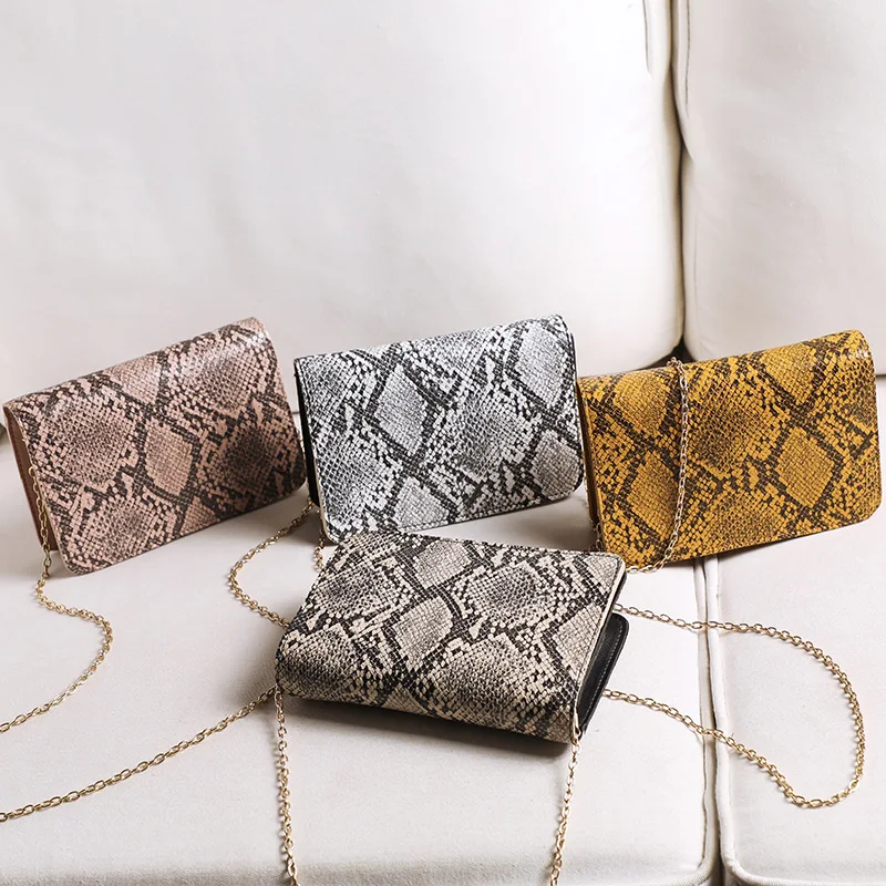 

2020 Shoulder Bag For Women Snake Print Chain Small Square Bag Purse Lady Diagonal Bag Mobile Phone Storage Bag Daily Bag