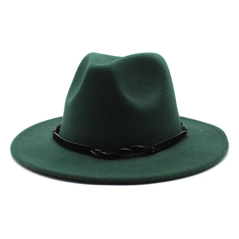 

Autumn winter new style cornice hat fashion flat brim top hat men's and women's Woolen jazz hat