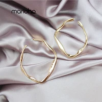 european exaggerated metal twisted line c shaped big hoop earring gold silver color round open earrings fashion party jewelry