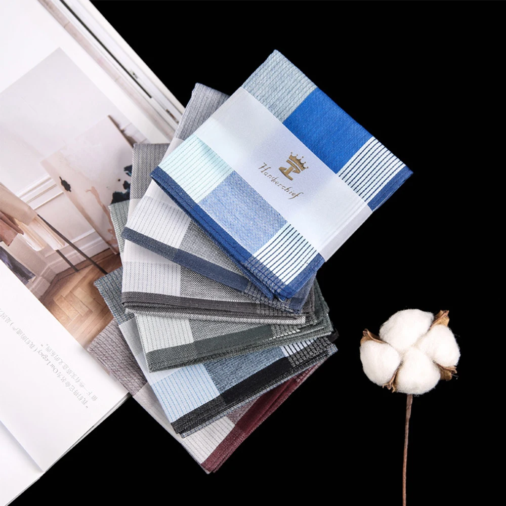 Новый Многоцветный квадратный платок в полоску из 100% хлопка 43*43 см мужской