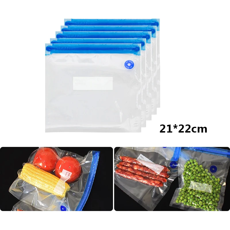 5 bags small 5 шт. вакуумный мешок для хранения продуктов, Упаковочная Сумка, автоматический вакуумный уплотнитель насоса, машина для вакуумного упаковщика пищевых продуктов - Цвет: 5 bags small