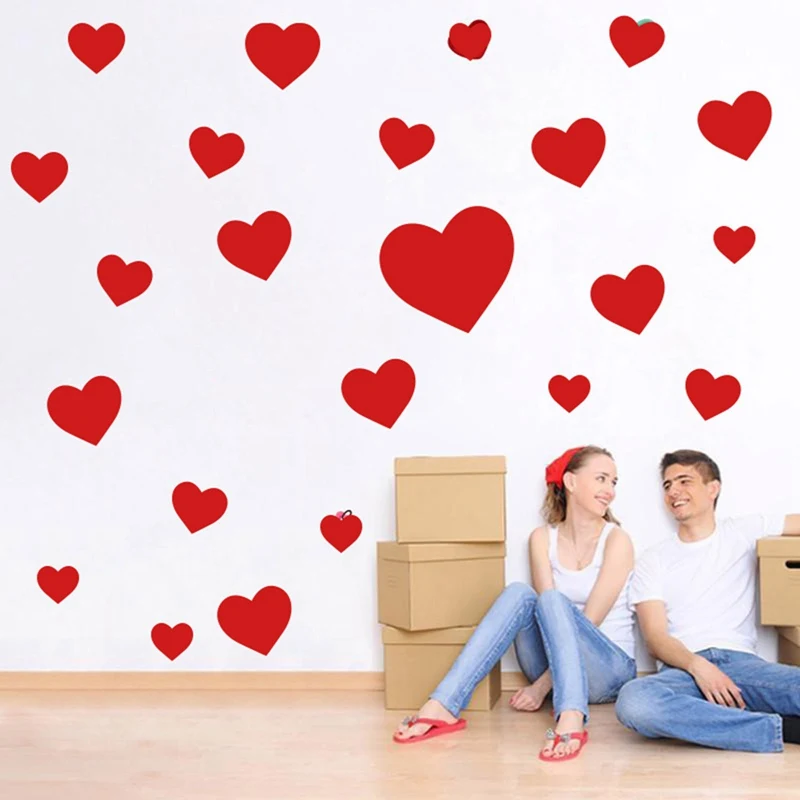 6 шт./партия Мини красный пластиковый любящее сердце Домашний декор настенные