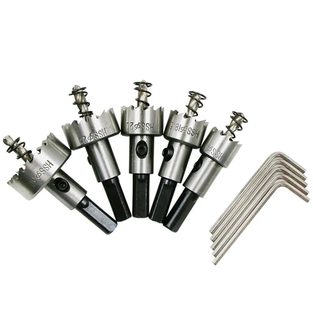 

5Pcs HSS Carbide Tip Core Drill Bit Hole Saw Opener Set High Speed Stainless Steel Alloy Metal Sheet Reamer 16/18.5/20/25/30mm