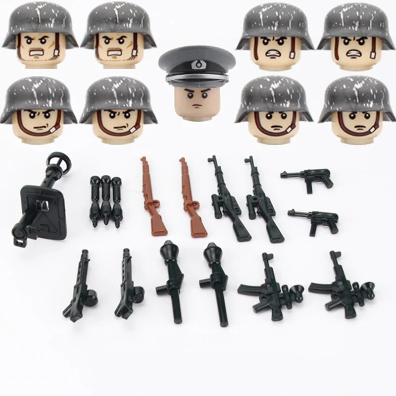 Горячая WW2 военный солдат фигурки шлем аксессуары строительные блоки Германия