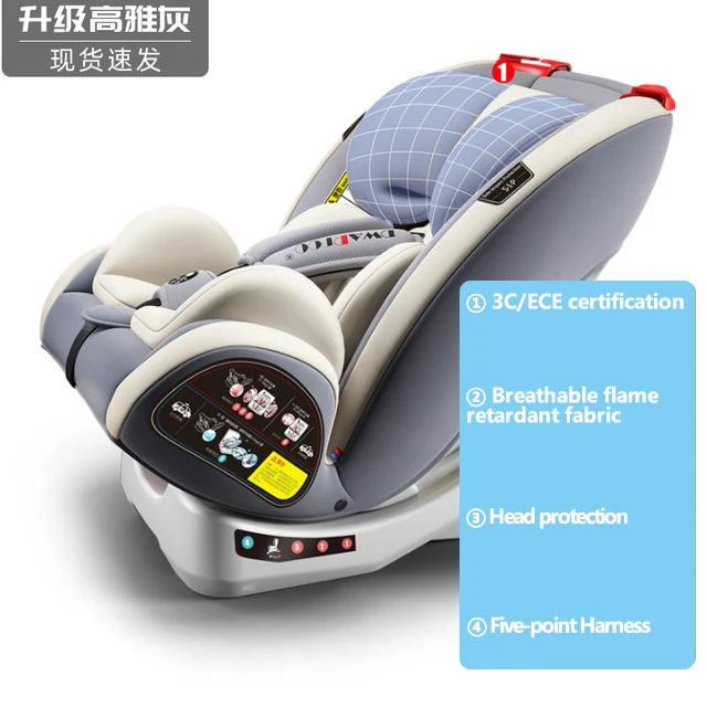 Gray(No Isofix) Автокресло Детское безопасное автомобильное сиденье с фиксатором Isofix и защелкой для 0-12 лет, зимнее портативное регулируемое детское автомобильное безопасное сиденье, автомобильное защитное кресло - Цвет: Gray(No Isofix)