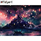 Алмазная живопись MTdiyart, картина с изображением замка, набор 5D для творчества, вышивка крестиком на стену с изображением вечерней лодки, пейзажа
