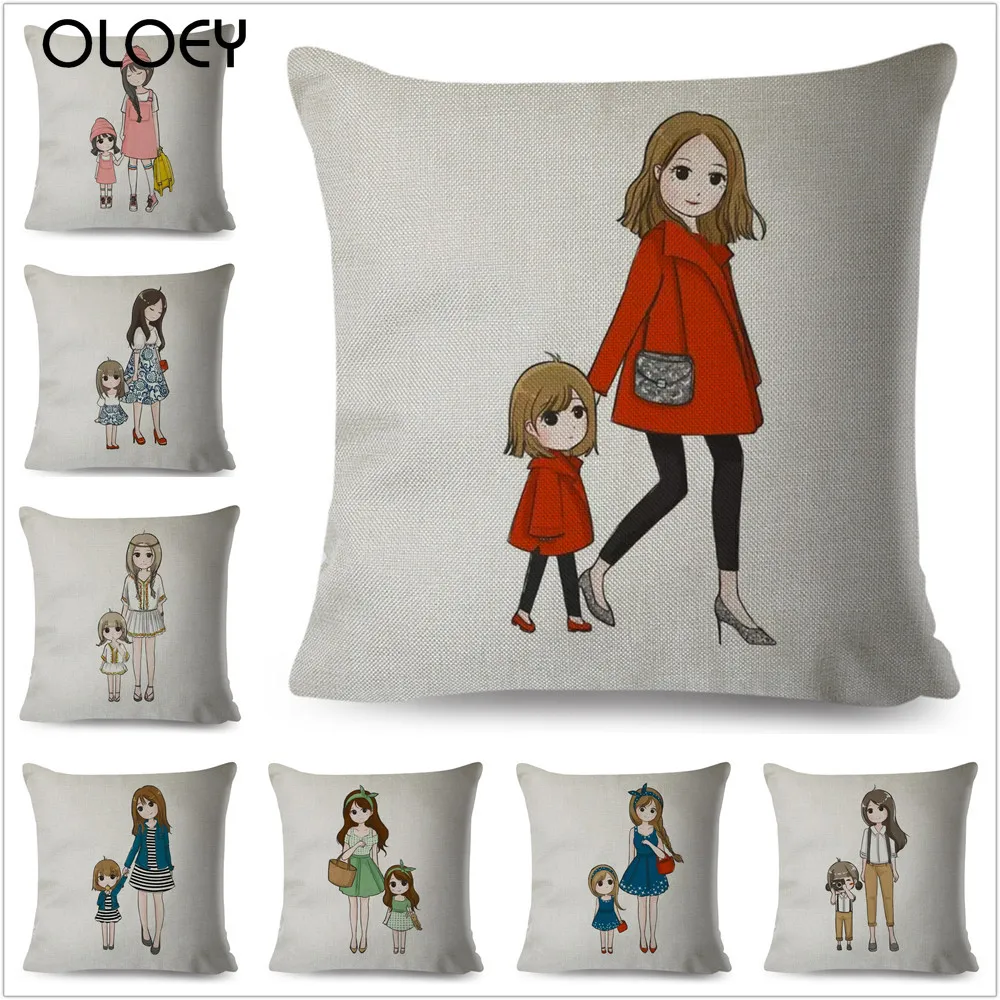 

Милая и красивая детская льняная мягкая квадратная наволочка с изображением супер тети 45 см x 45 см, украшение для дома, спальни, отеля, автомобиля, наволочка