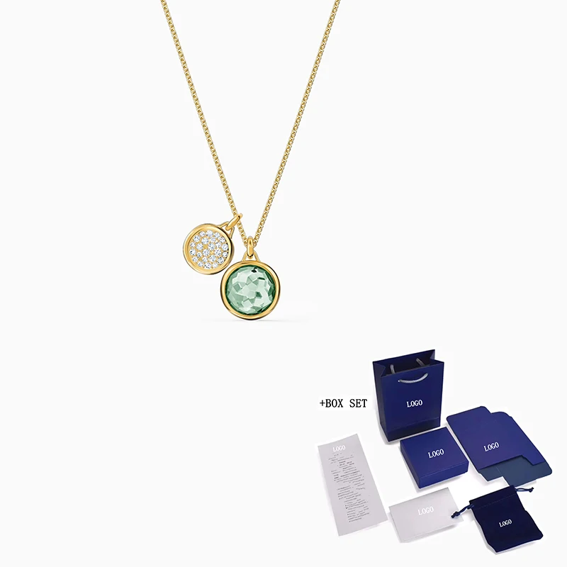 

Fashion Jewelry SWA New TAHLIA Necklace Gold Delicate Light Green Round Crystal Decoration Female Romantic Jewelry Gift