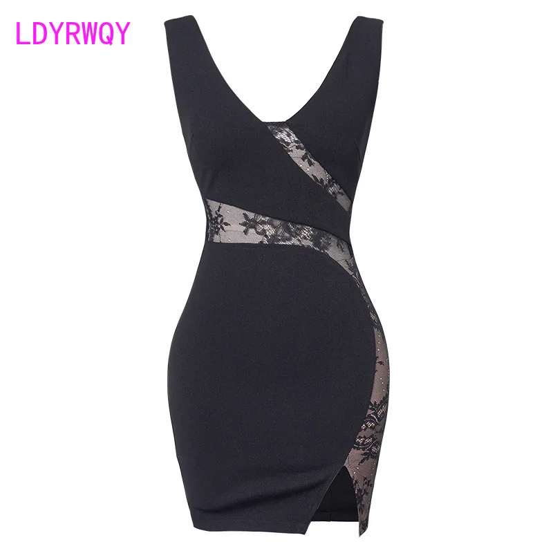 

Nightclub dress women's sexy technician low-chested thin temperament bag hip bottom Office Lady Sheath Zippers