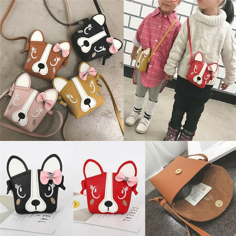 

Girl Kids Cute Dog Bow Leather Backpacks Fashion Children Crossbody Messenger Shoulder Bag Purse