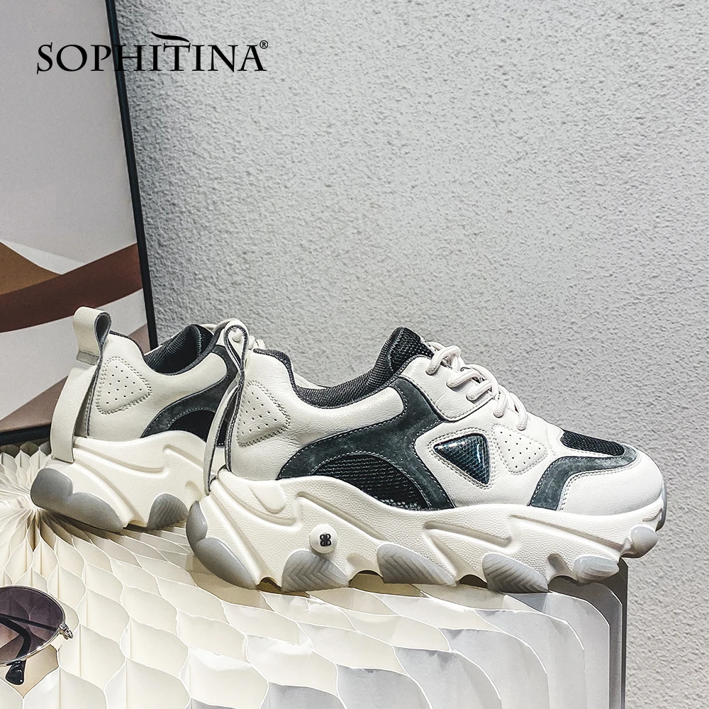 

SOPHITINA Shoes Women Fashion Comfortable Ladies Flats Platform Lace Up Mixed Colors Casual Sneakers Round Toe Women Shoes SO625