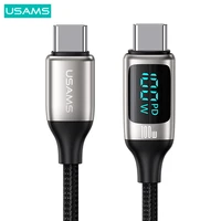 usams 100w 6a led display cable fast charge usb c a to type c phone cable for huawei xiaomi samsung tablet laptop pd qc cables