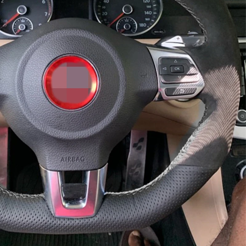 Черная замшевая кожа Чехол рулевого колеса автомобиля для Volkswagen Golf 6 GTI MK6 VW Polo