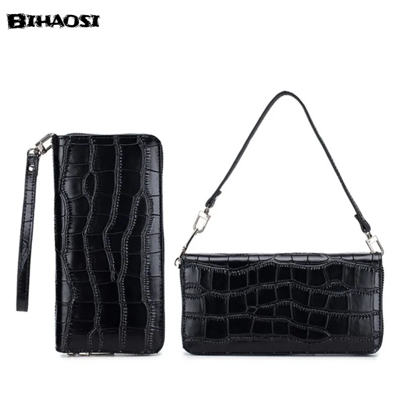 Кожаный Длинный кошелек на молнии вместительная модная дамская сумочка из кожи с