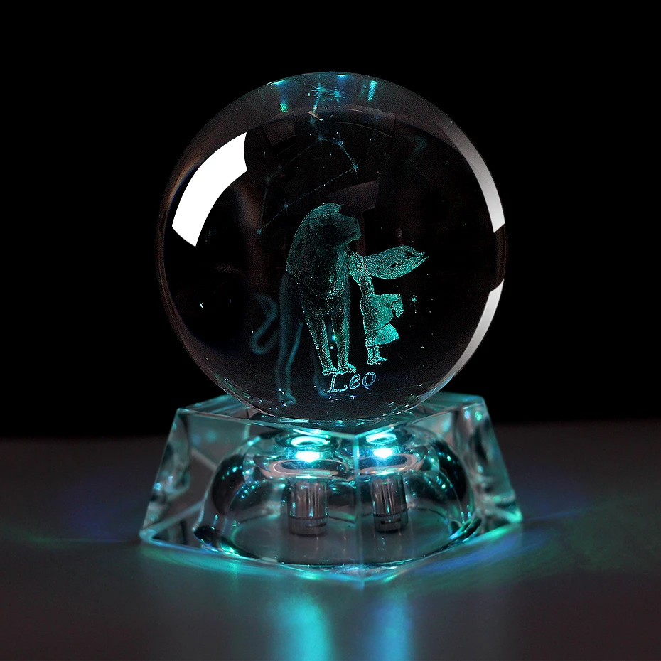 60 MM 3D Zodiac Sign Star Crystal Ball Laser Engraved Glass Sphere Crystal Craft Home Decor Birthday Gift Ornament