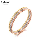 Модные кольца Lokaer из титановой нержавеющей стали, ювелирные изделия, розовое золото, простое кольцо для коктейвечерние для женщин и девушек, R21019