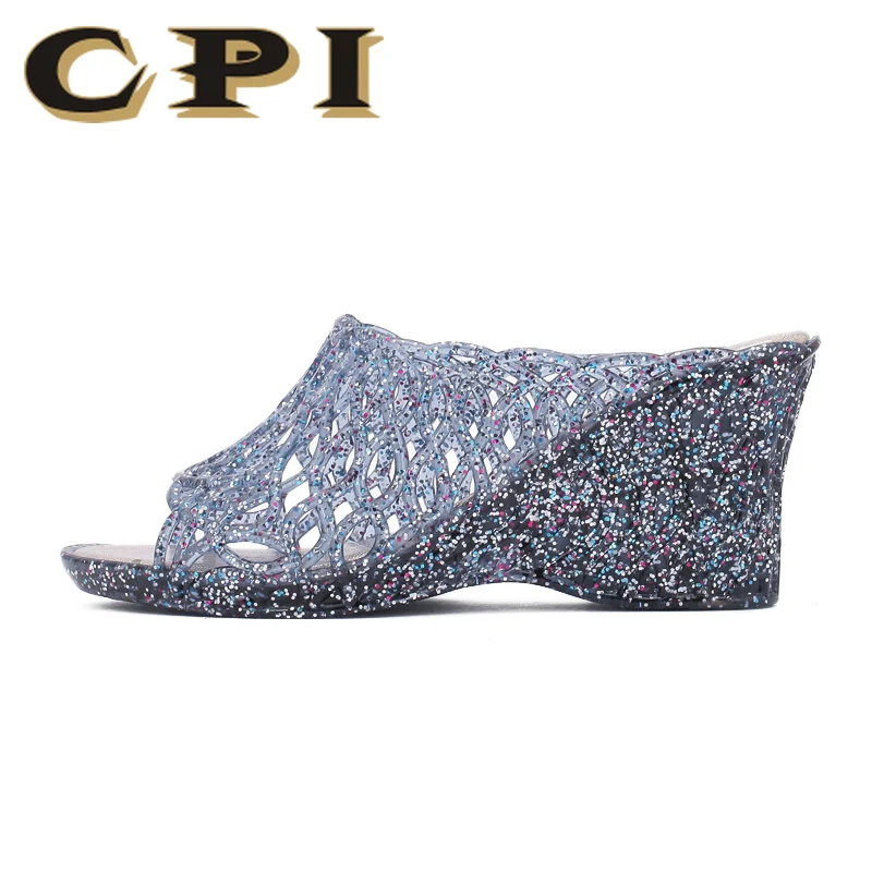 Прозрачные сандалии с кристаллами прозрачная обувь перфорацией вьетнамки на