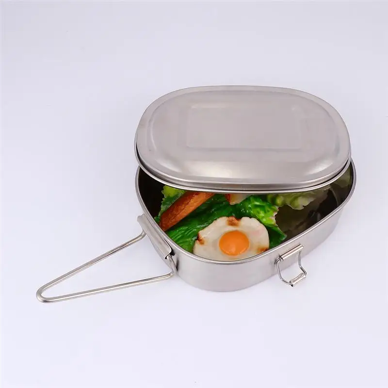 1pc Stainless Steel Lunch Box Simple Shape Design Portable Single Layer for Travel Camping | Дом и сад