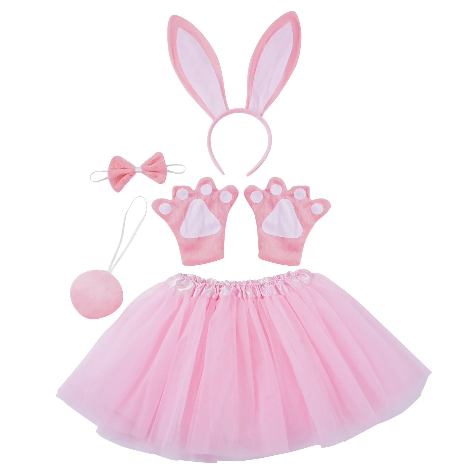 

Women Sexy Bunny Cosplay Costume Sets Rabbit Ears Headband Bow Tie Cuffs Tail Gloves Tutu Skirt Sets Fashion Costume Accessories