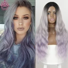 Синтетические длинные фиолетовые парики с эффектом омбре AZQUEEN, парики средней части для косплея в виде водной волны, термостойкие волосы для чернокожих женщин
