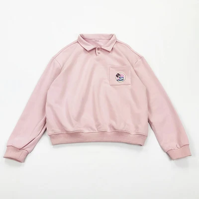 pink Harajuku пуловер с принтом из мультфильма; свободная толстовка с капюшоном; женская Повседневная Толстовка; Модная хлопковая рубашка поло в консервативном стиле; сезон осень - Цвет: pink