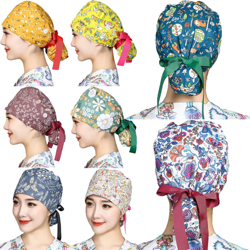 Женские шапки-скрабы ленточная повязка-бандаж головные уборы с принтом для