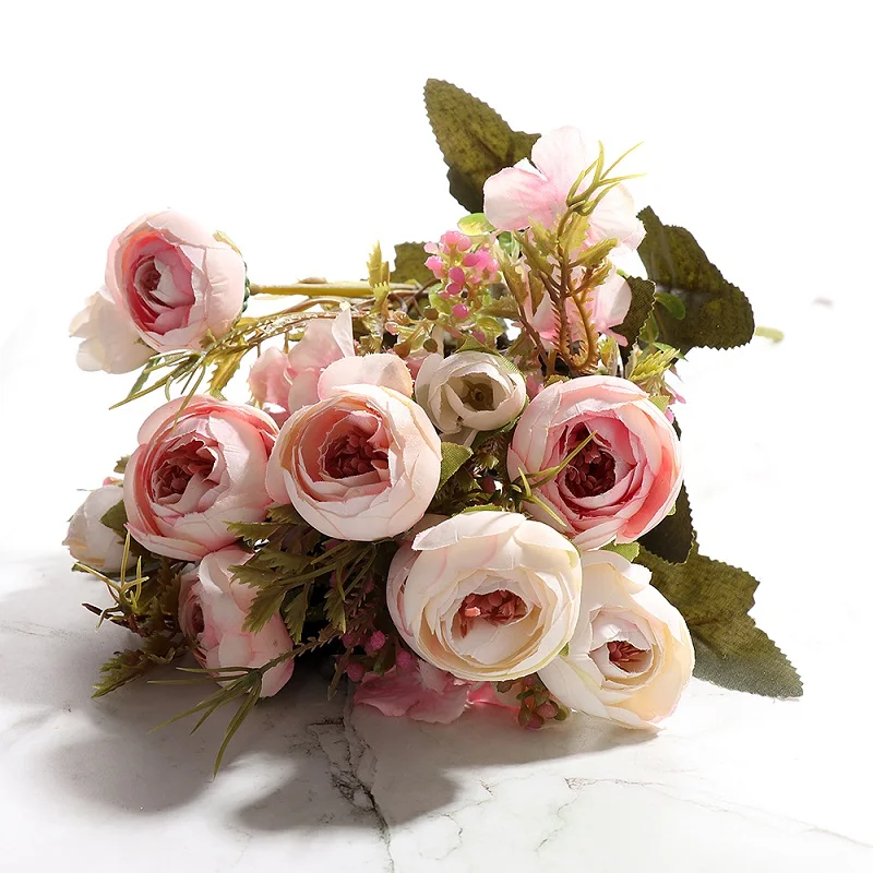 Искусственный чайный розовый Европейский стиль 6 осенних цветов Шелковый цветок