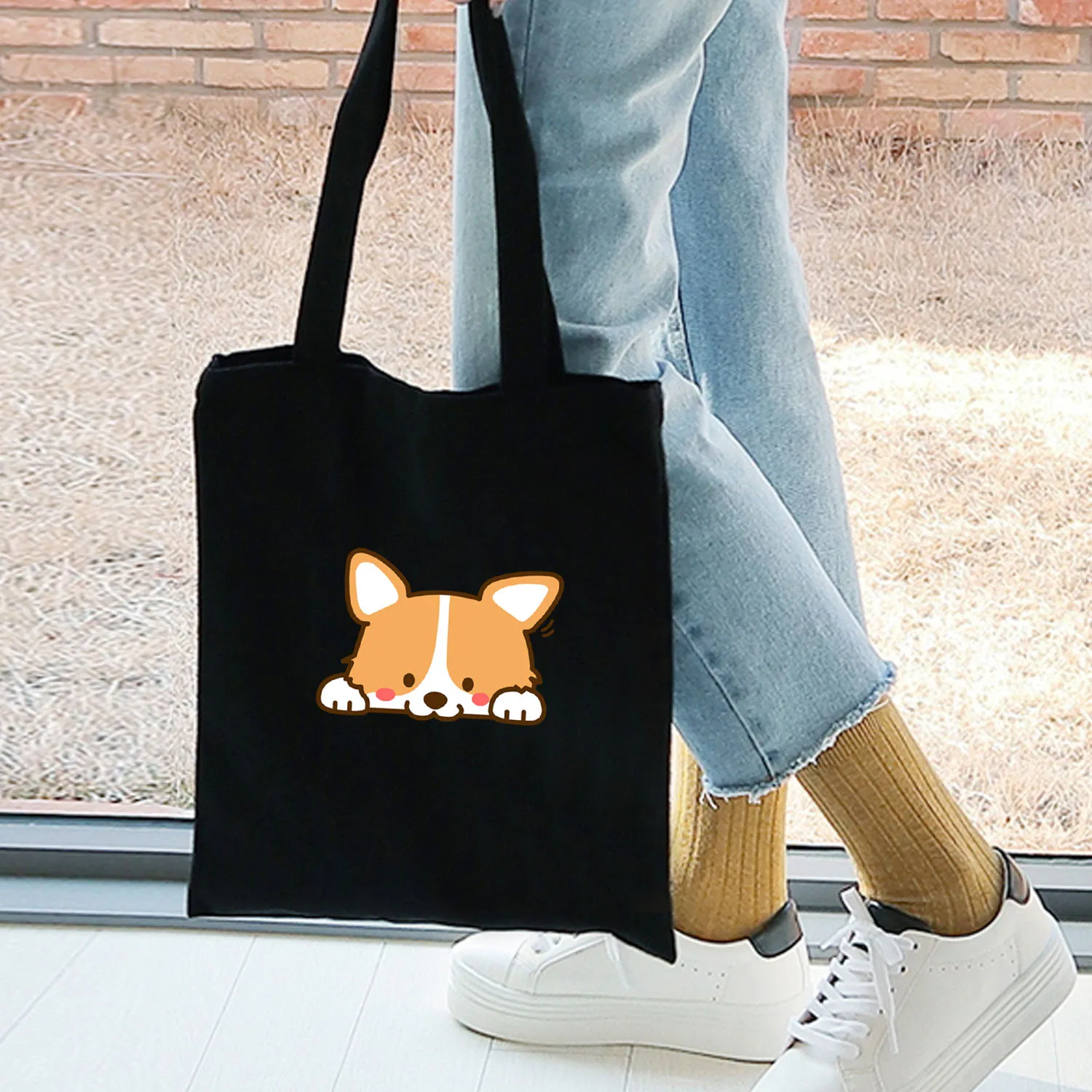 Новая японская симпатичная сумка с принтом Шиба-ину забавная Холщовая Сумка