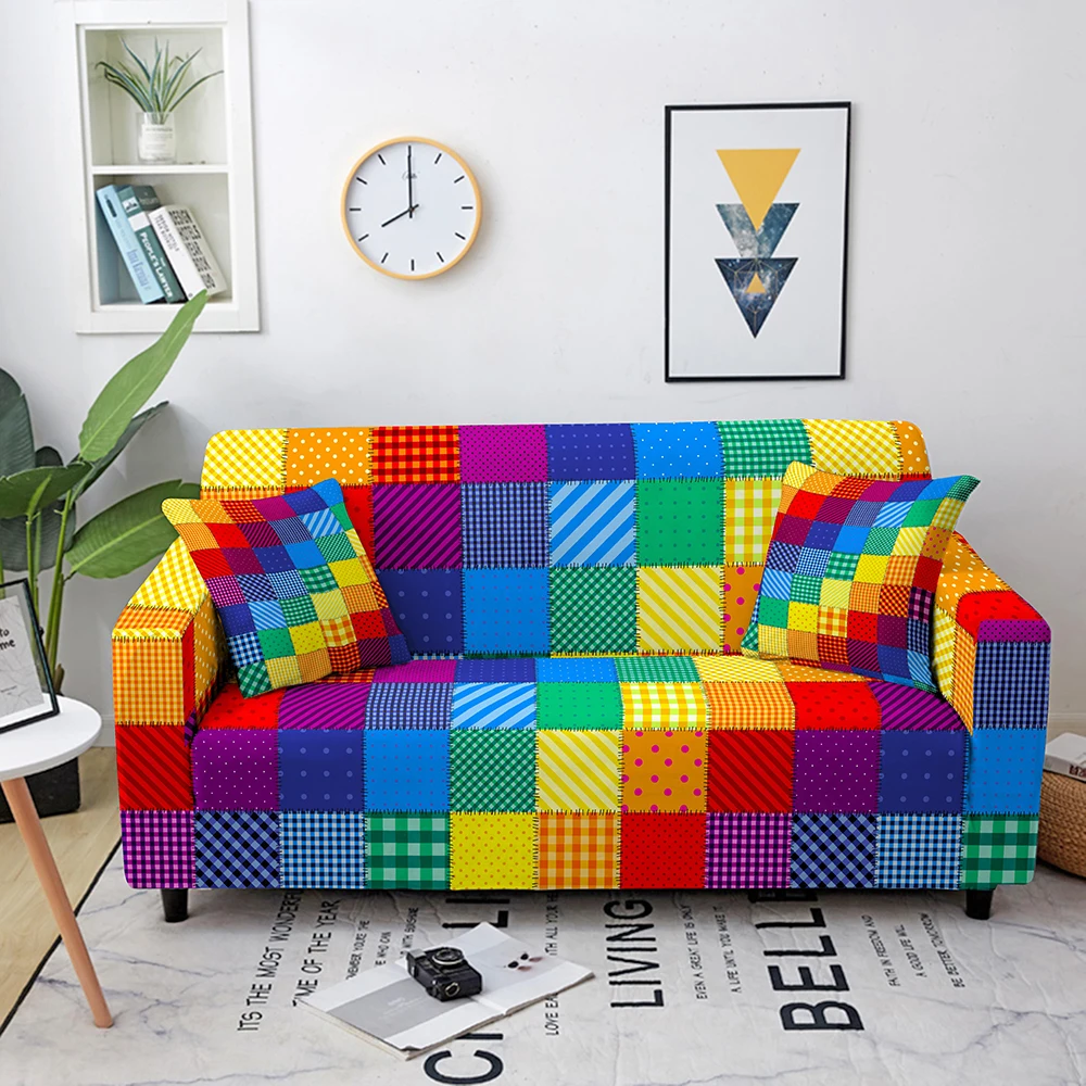 

Colorful Geometric Elastic Sofa Cover Sectional Corner Sofa Cover for Living Room Armchair Cover 1/2/3/4Seater Sofa Covers Couch