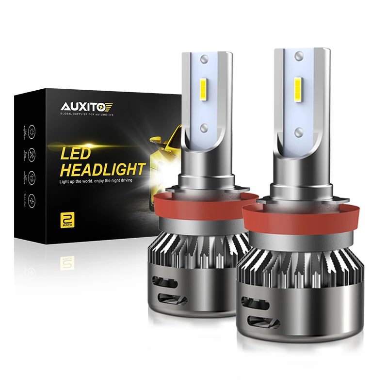 Светодиодсветодиодный автомобильные турболампы AUXITO H11 H7 H4 9005 HB3 2 шт. CSP 6000K ДХО