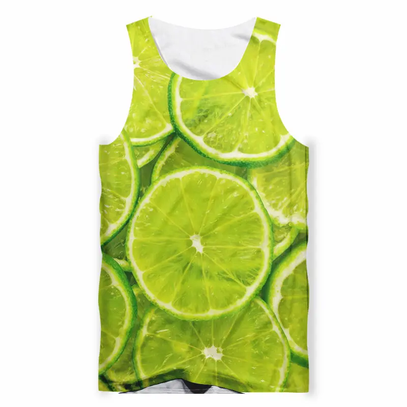 Новинка мужские майки с фруктовым принтом Забавный 3D зеленый лимон Летний жилет