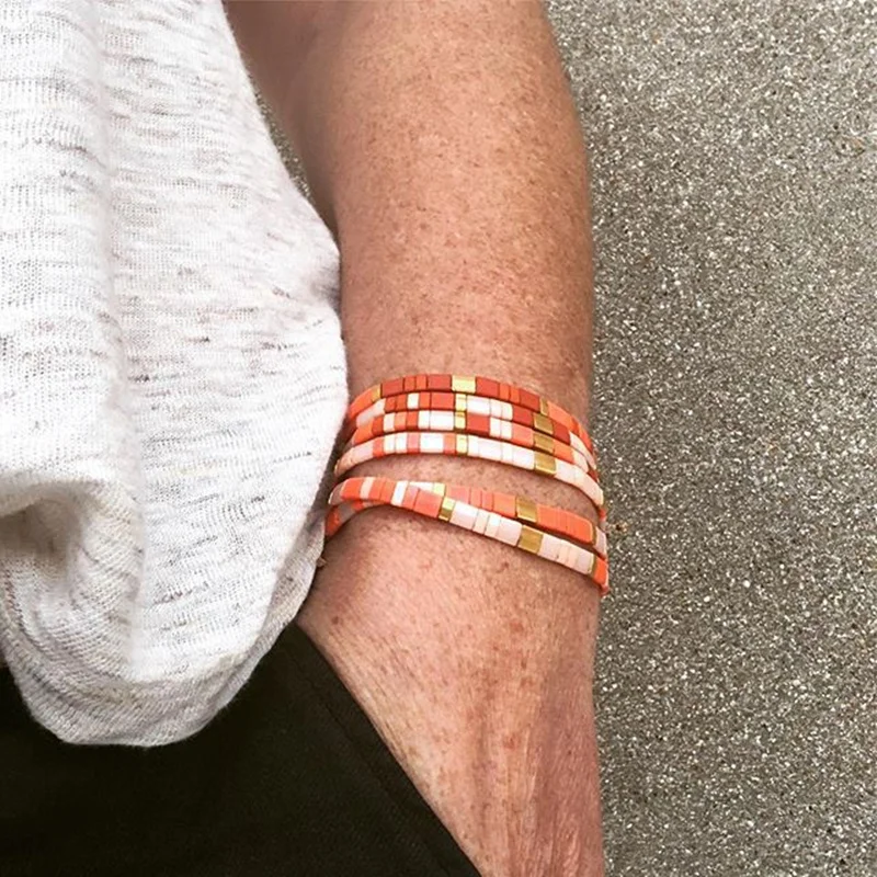 Богемные браслеты для женщин MIYUKI Tila бусины браслет Boho красочные Pulseira Mujer регулируемые ювелирные изделия модный подарок новинка