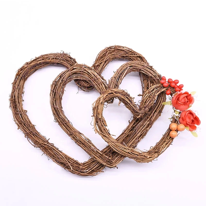 

1pc Retro Rattan Heart Natural Dried Grapevine Wreath Xmas Garland Door Wall Wreath Home Wedding Party Decor DIY Weaved Crafts