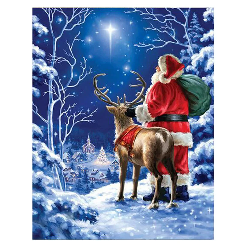 Алмазная живопись с Санта-Клаусом полноразмерная вышивка крестиком мозаика