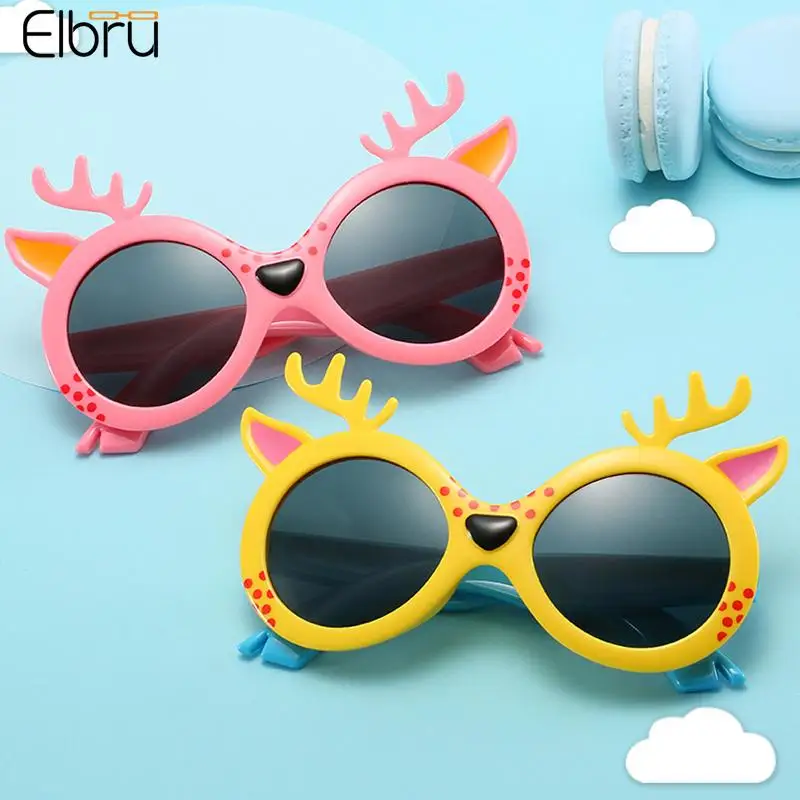 

Elbru силиконовые детские поляризационные солнцезащитные очки с оправой в форме оленя ультрафиолетовая защита для улицы модные детские солн...