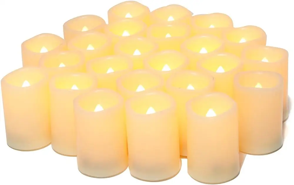Flameless Flickering Votive Tea Lights Candles Bulk Battery Operated Set of 24 Fake Candles/Flickering Tealights LED Candle | Дом и сад
