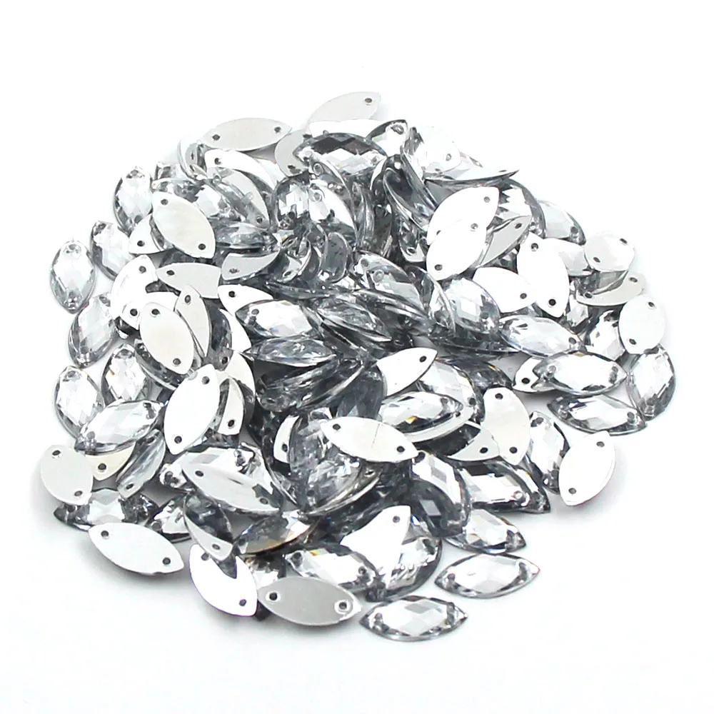 Стразы из смолы конский глаз 100 шт. 7х15 мм красные/Хрустальные Аппликации страз