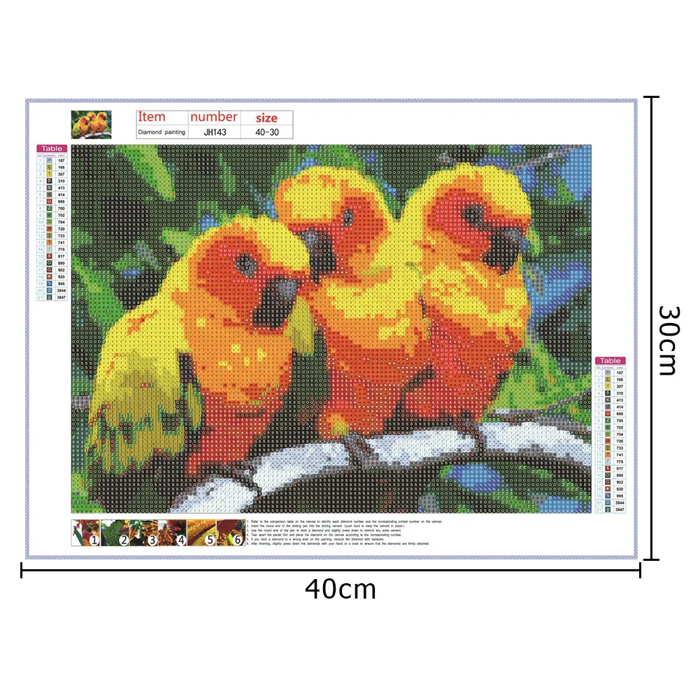 Three Yellow Parrots Diamond Painting Cross Stitch Mosaic 5D DIY Full Drill Kits Framed Eco-friendly Craft | Дом и сад